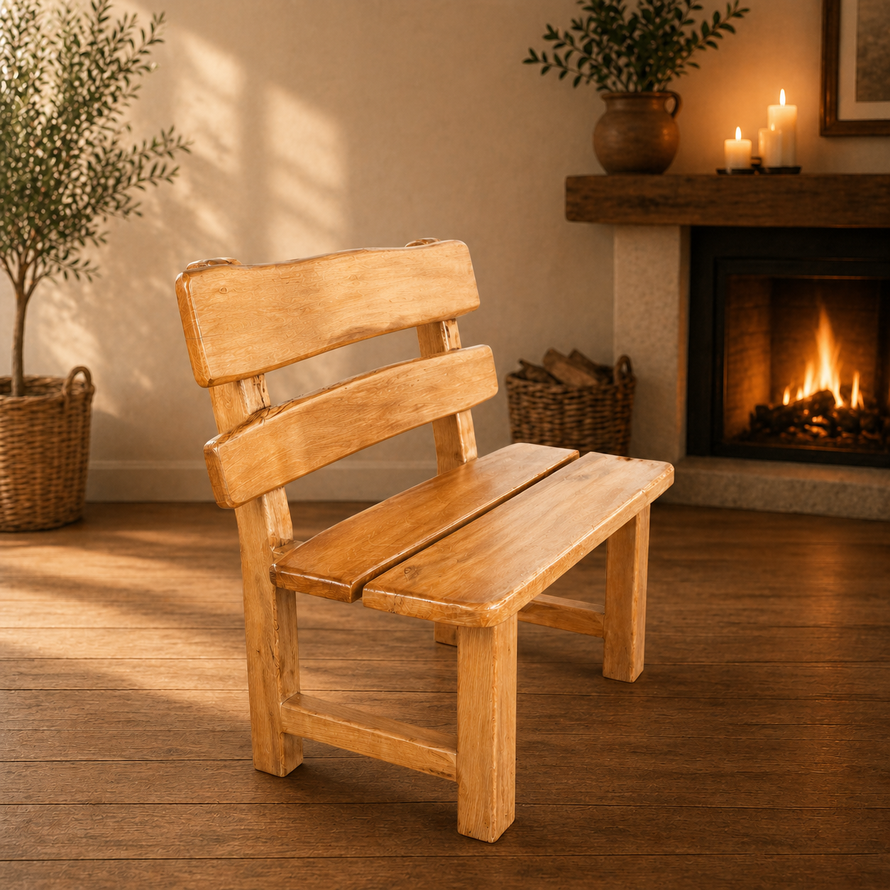 Solid Wood Bench – Regalis Heritage Oak Collection, 50 × 85